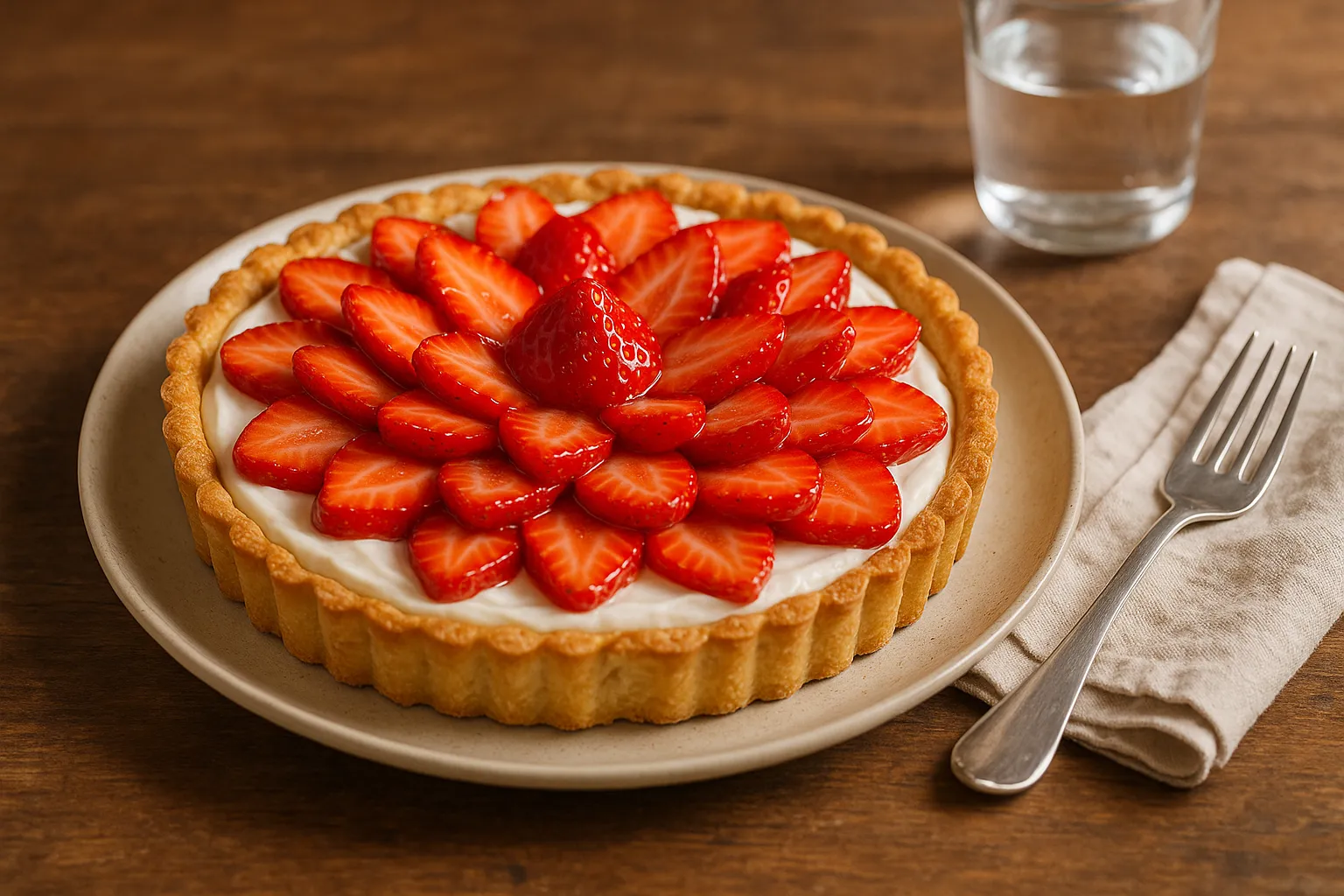Tarte de Creme com Morangos Frescos