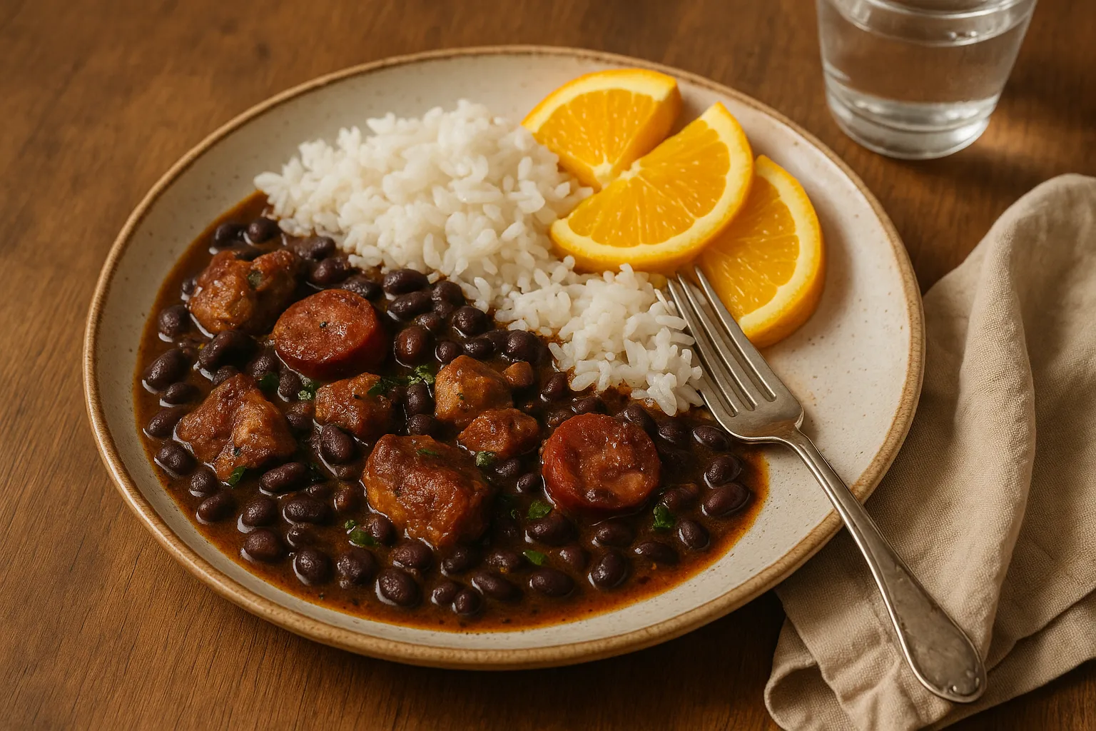 Ensopado brasileiro tradicional de feijão com sabor defumado
